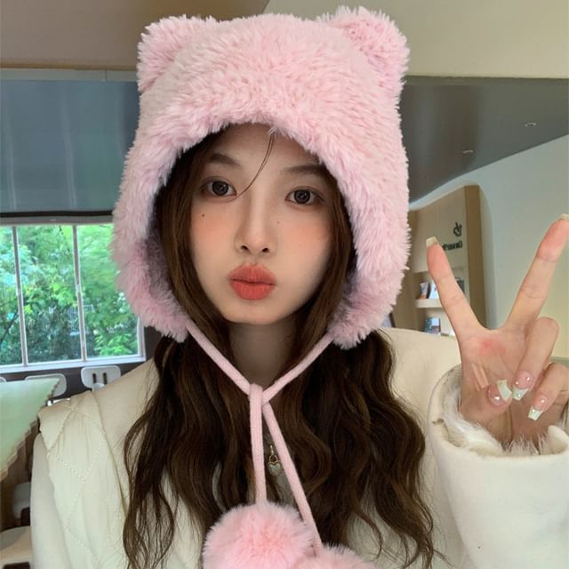 Ear Bear Chenille Pom Hat