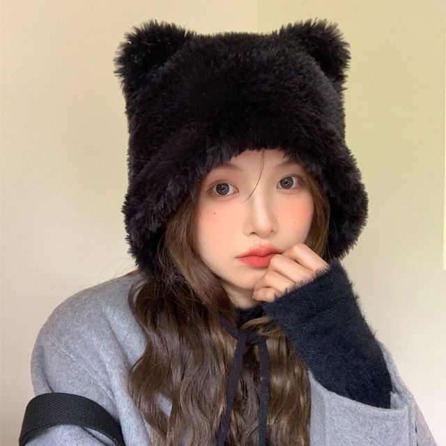 Ear Bear Chenille Pom Hat