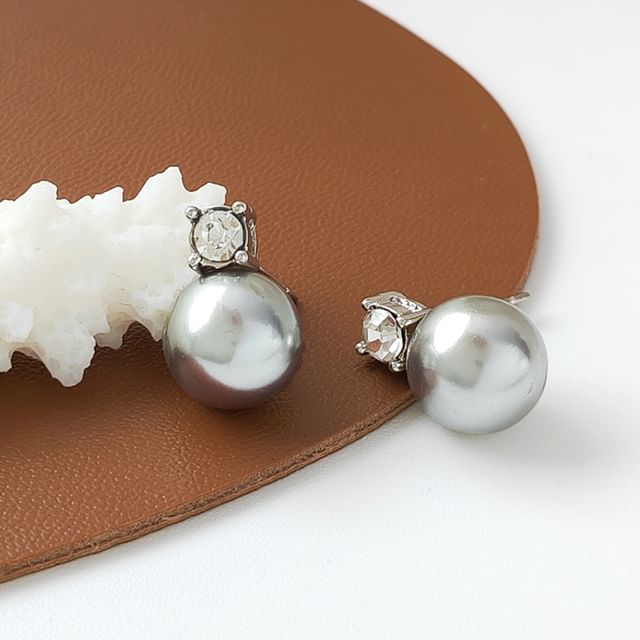 Faux Rhinestone Earring Drop Pearl