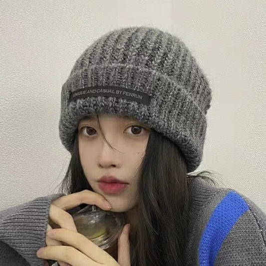 Lettering Knit Applique Beanie