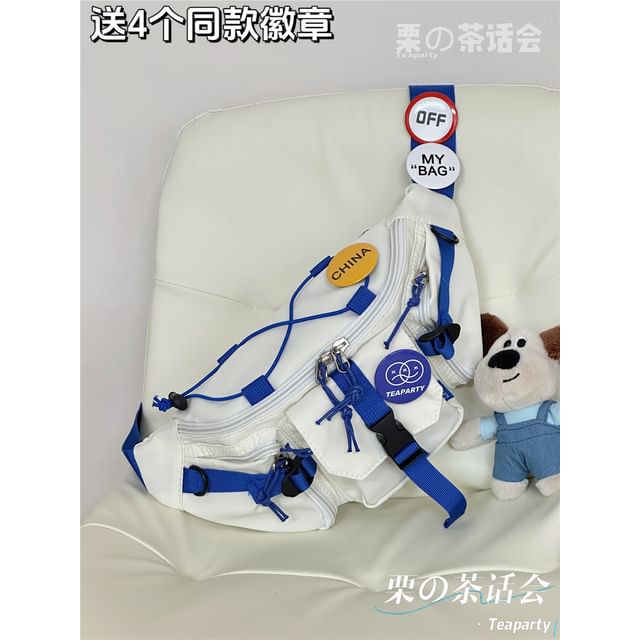 Two-Tone Buckled Sling Bag / Charm / Set