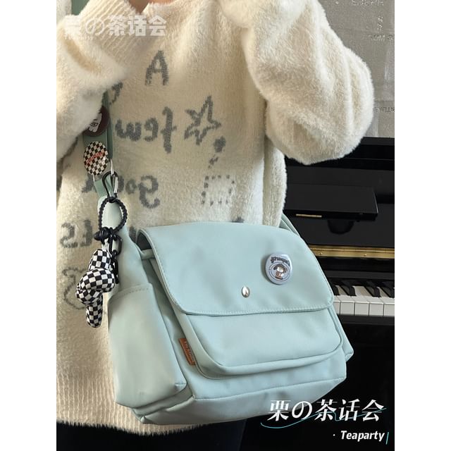 Plain Flap Crossbody Bag / Charm / Set