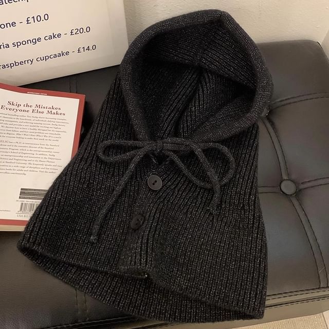 Balaclava Plain Buttoned Knit