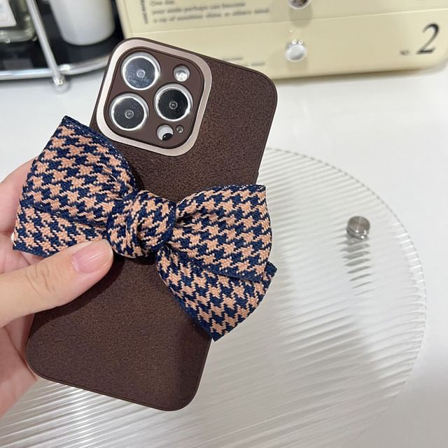 Phone Houndstooth Bow Case