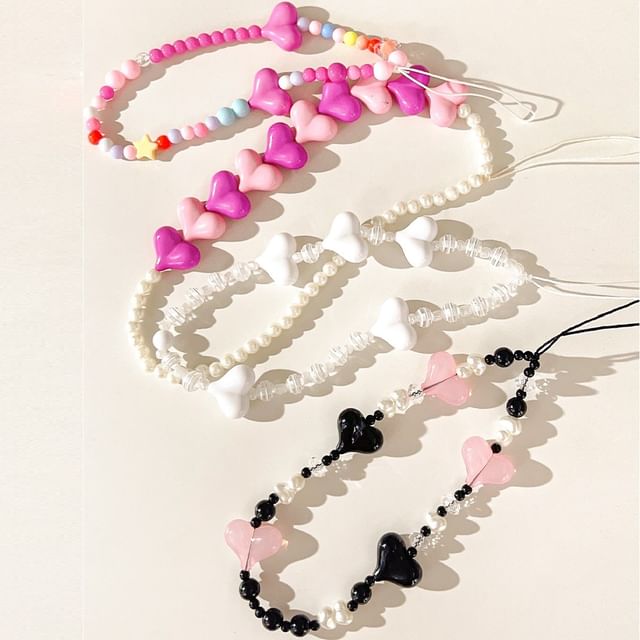 Bead Strap Heart Phone