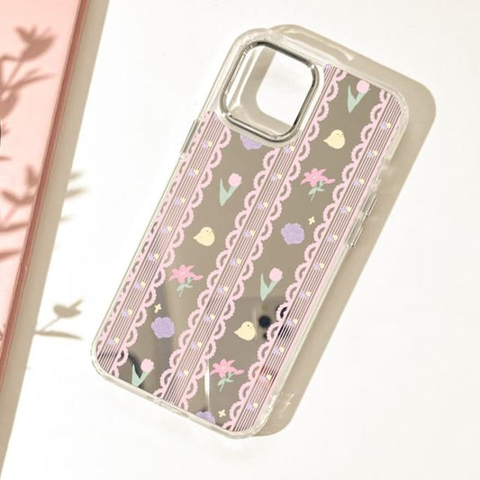Case Floral Mirrored Print Phone Lace