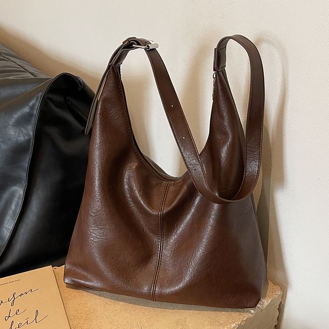 Plain Tote Bag Leather Faux