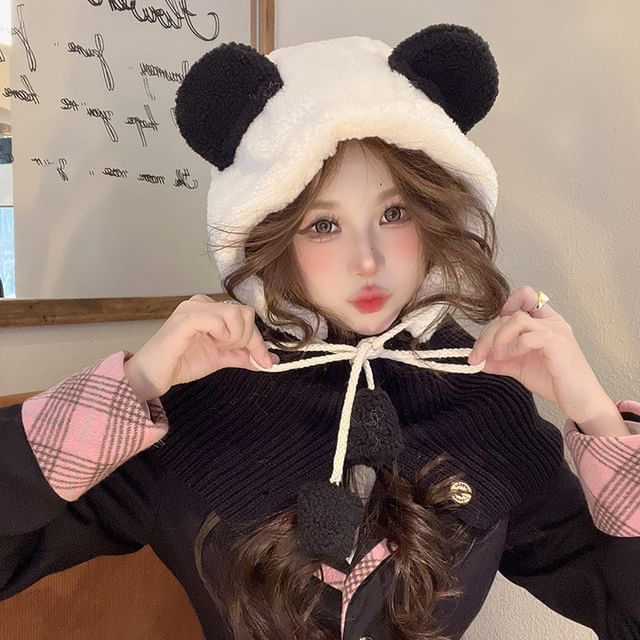 Bear Balaclava Shearling Ear Faux