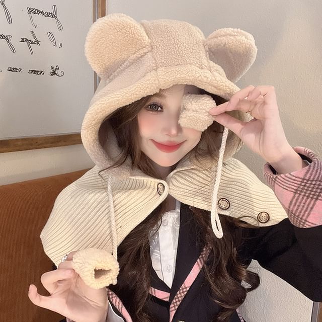 Bear Balaclava Shearling Ear Faux