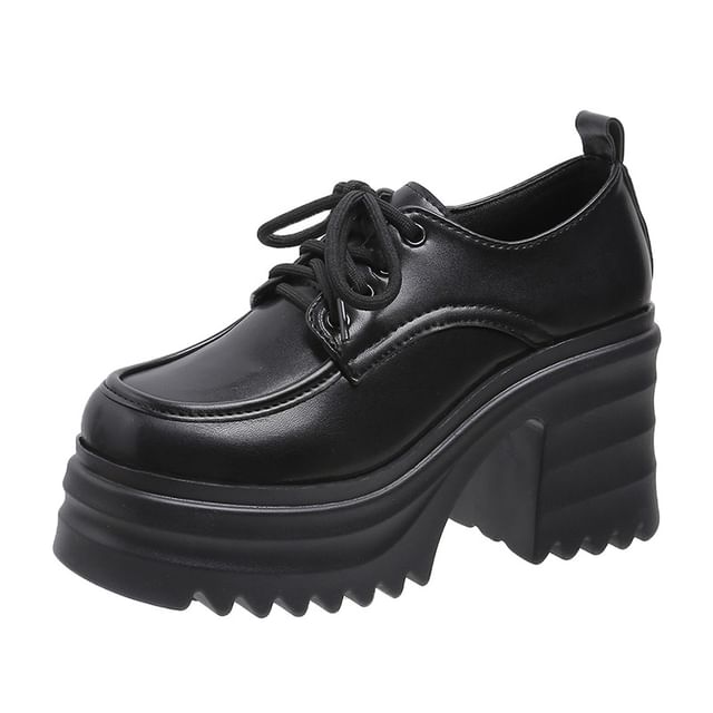 Lace-Up Platform Derby Shoes Chunky Heel