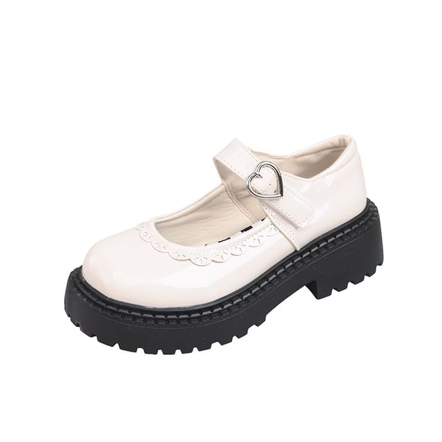 Mary Jane Heart Platform Shoes Buckled