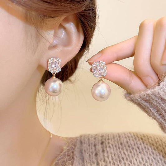 Earring Pearl Rhinestone Drop Faux
