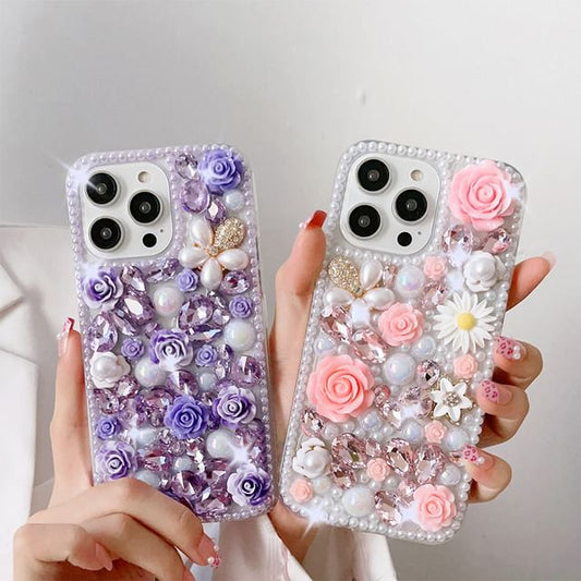 Case Rhinestone Floral Phone