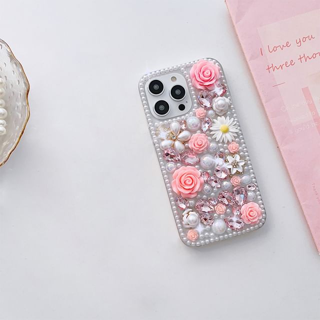 Case Rhinestone Floral Phone