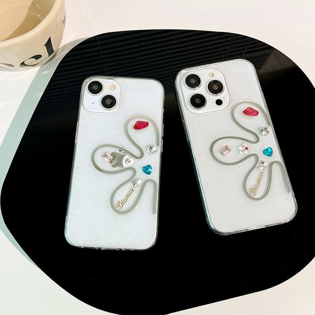 Rhinestone Case Phone Floral