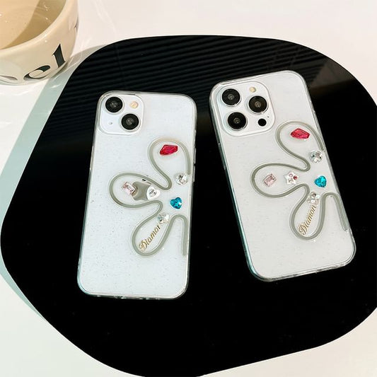 Rhinestone Case Phone Floral