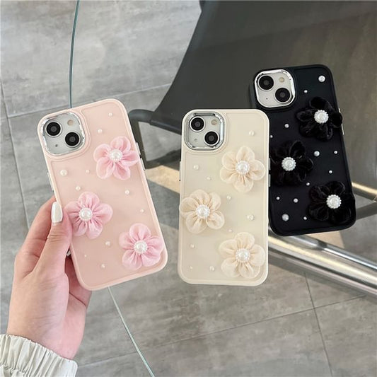 Phone Lace Pearl Case Faux Floral