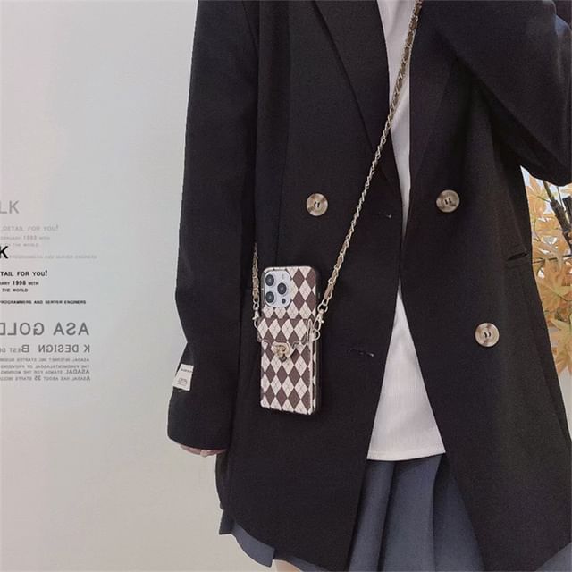 Phone Argyle Lanyard Case