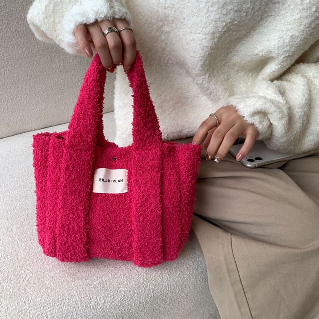 Plain Fleece Crossbody Tote Bag