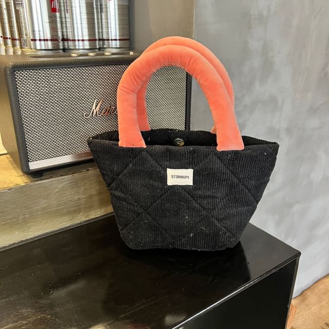 Small Bag Tone Two Tote Quilted Corduroy