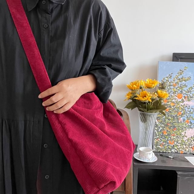 Crossbody Corduroy Plain Bag