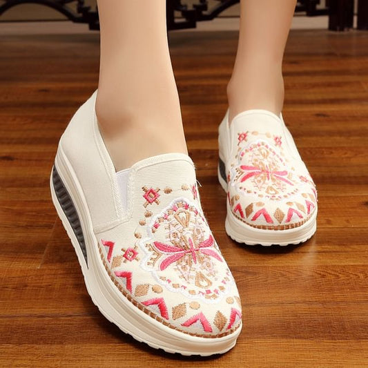 Embroidered Slip Ons Platform