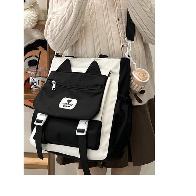 Buckle Nylon Crossbody Tote Bag