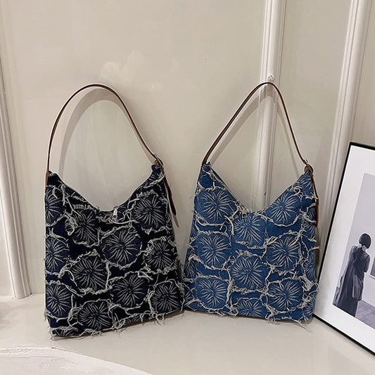 Denim Bag Floral Tote