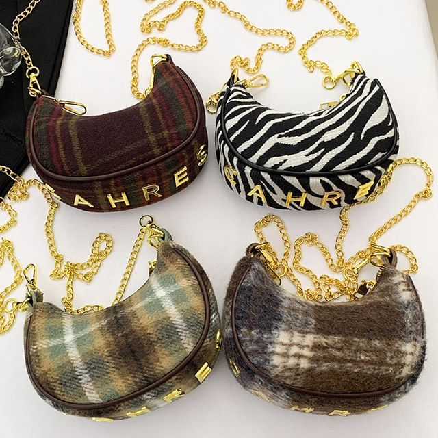 Chain Strap Patterned Crossbody Bag