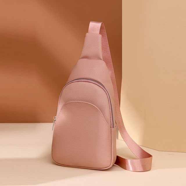 Leather Sling Plain Faux Bag