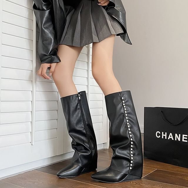 Pointy Tall Boots Wedge