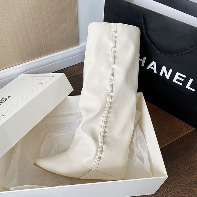 Pointy Tall Boots Wedge