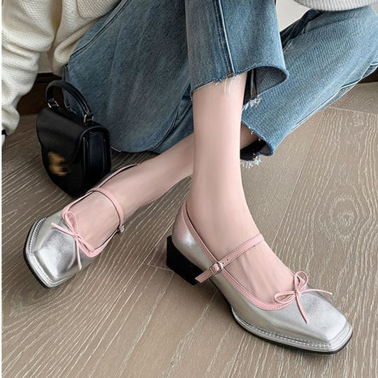 Mary Toe Bow Square Pumps Jane