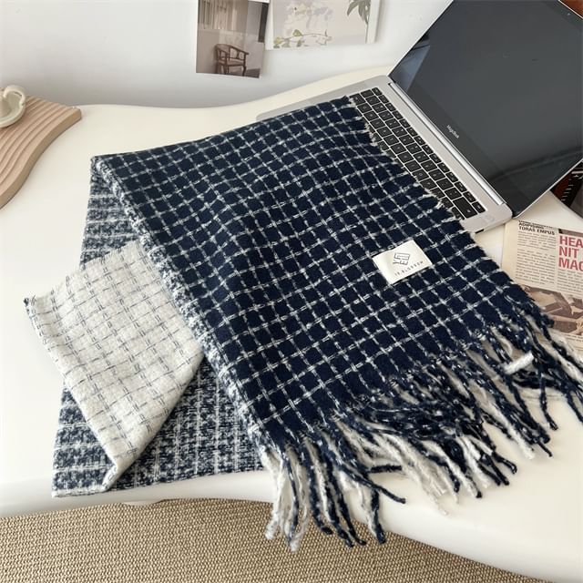 Plaid Fringe Scarf