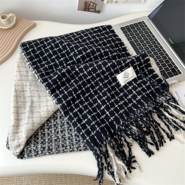Plaid Fringe Scarf