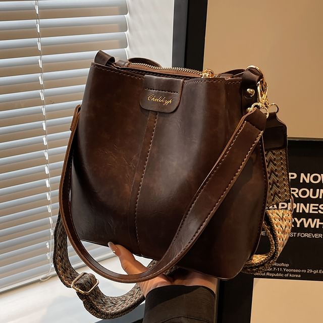 Leather Faux Bucket Bag