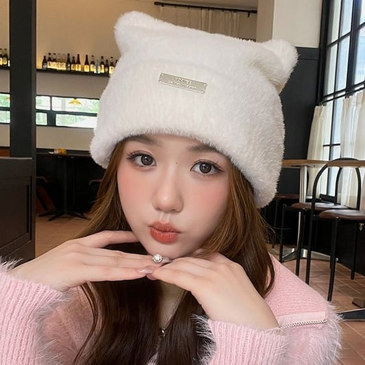 Metal Ear Cat Chenille Hat Plate