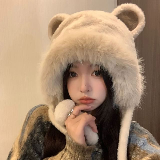 Bear Chenille Hat Ear Trapper