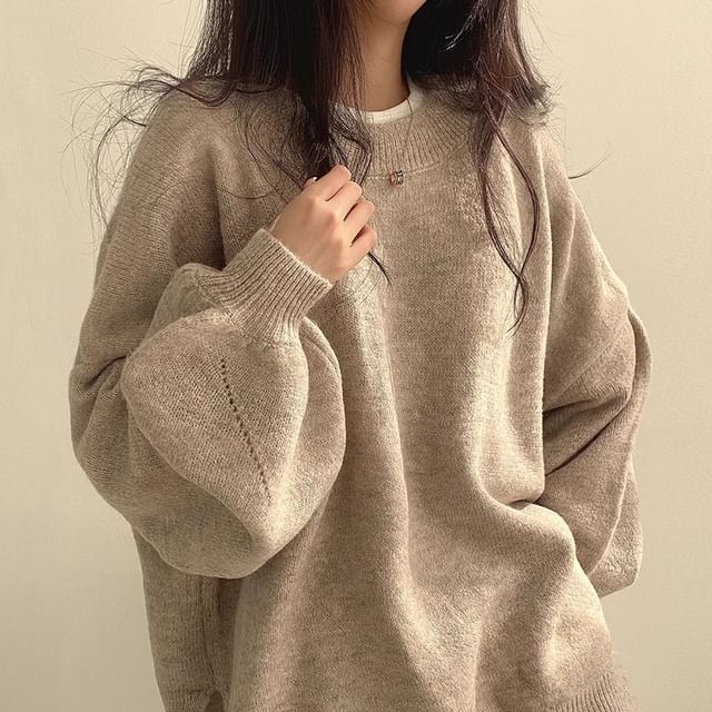 Crew Neck Plain Oversized Sweater