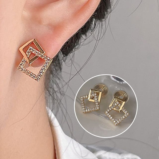 Rhinestone Ear Square Cuff Alloy