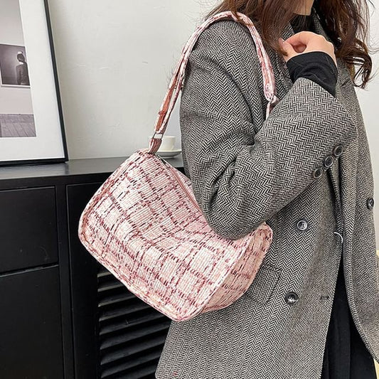 Plaid Corduroy Crossbody Bag