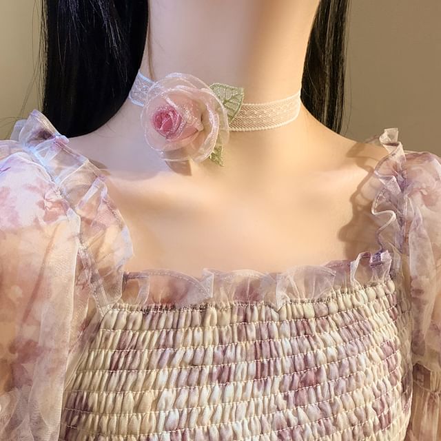 Hair / Scrunchie Clip Mesh Tie Designs) Pearl (Various Rose Faux