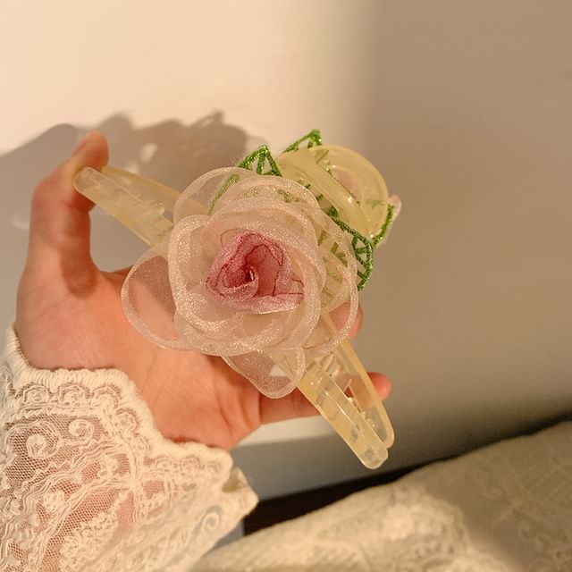 Hair / Scrunchie Clip Mesh Tie Designs) Pearl (Various Rose Faux