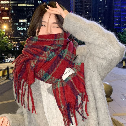Scarf Plaid Tasseled
