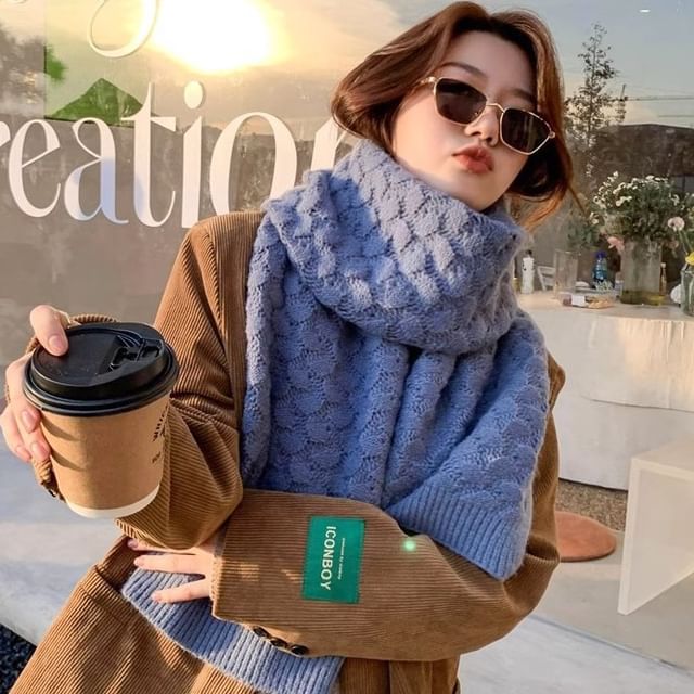 Knit Scarf Pointelle Plain