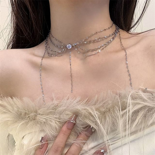 Rhinestone Choker Layered