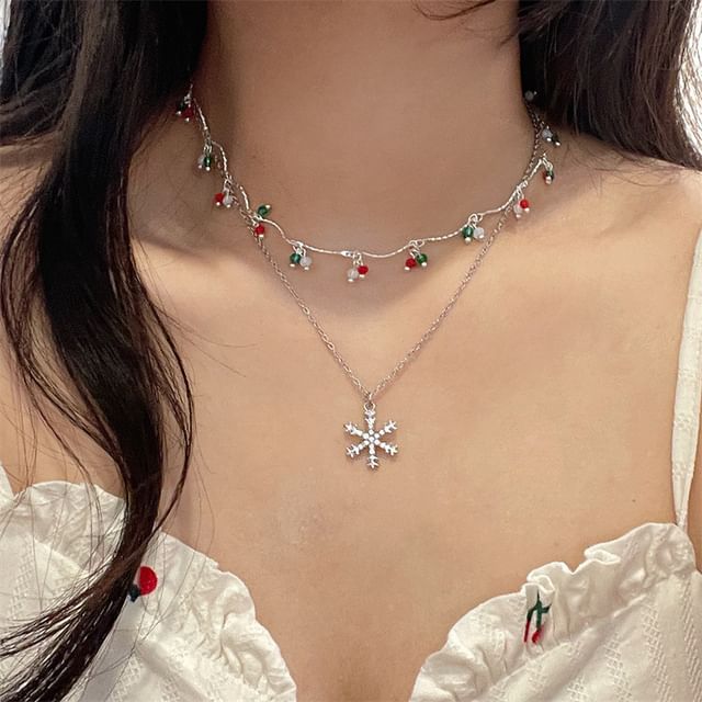 Snowflake Necklace Layered