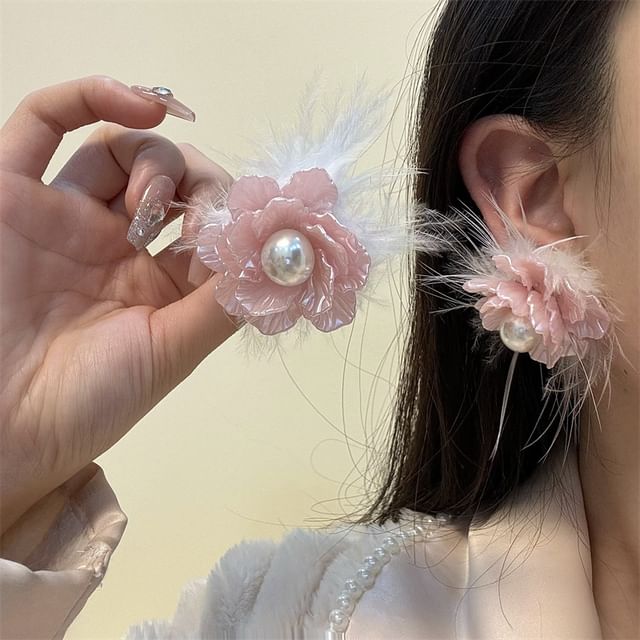 Frayed Drop Earring Floral