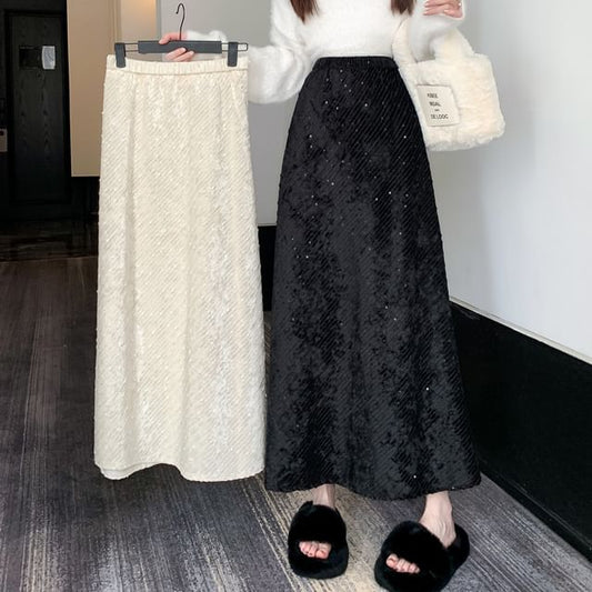 High-Waist Plain Skirt