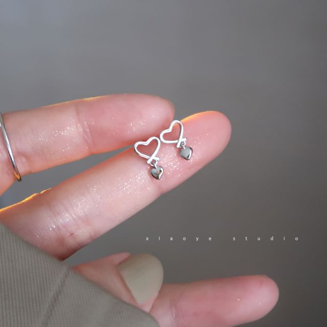 Drop Silver Heart Earring Sterling